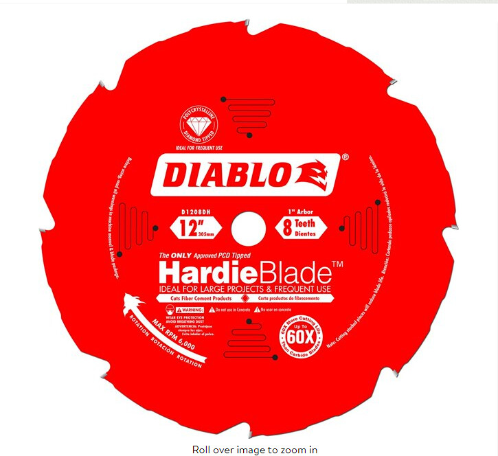 Diablo D1208DH 12-Inch 8T HardiBllade Fiber Cement Saw Blade