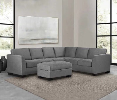 Thomasville Yvette Fabric Sectional w/ Ottoman 3pc.
