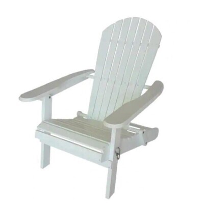 HB Acacia White Folding Wood Outdoor Adirondack Chair