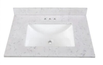 HDC 31in. Stone Effects Vanity Top in Pulsar with White Sink