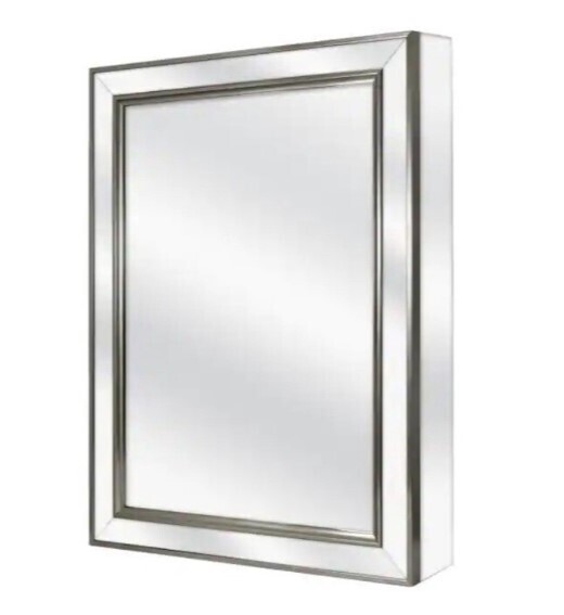 HDC 20.12x26.06 Fog Free Silver Framed Recessed-Surface Mount Bathroom Medicine Cabinet with Mirror