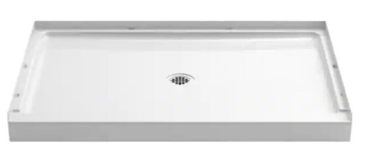 Sterling STORE+ 48x34 Single-Threshold Shower Base with Center Drain in White