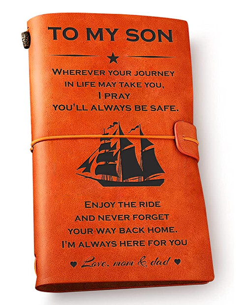 To My Son Leather Journal Notebook