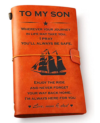 To My Son Leather Journal Notebook