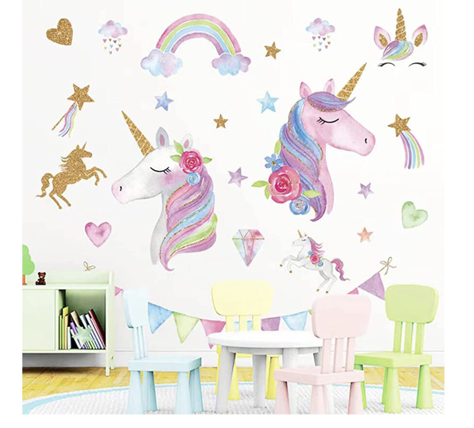 Pink Unicorns & Rainbows Wall Stickers