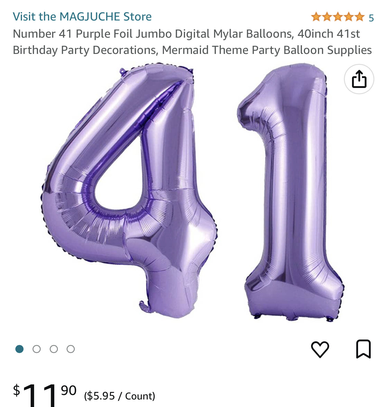 Purple Foil Balloons "41"