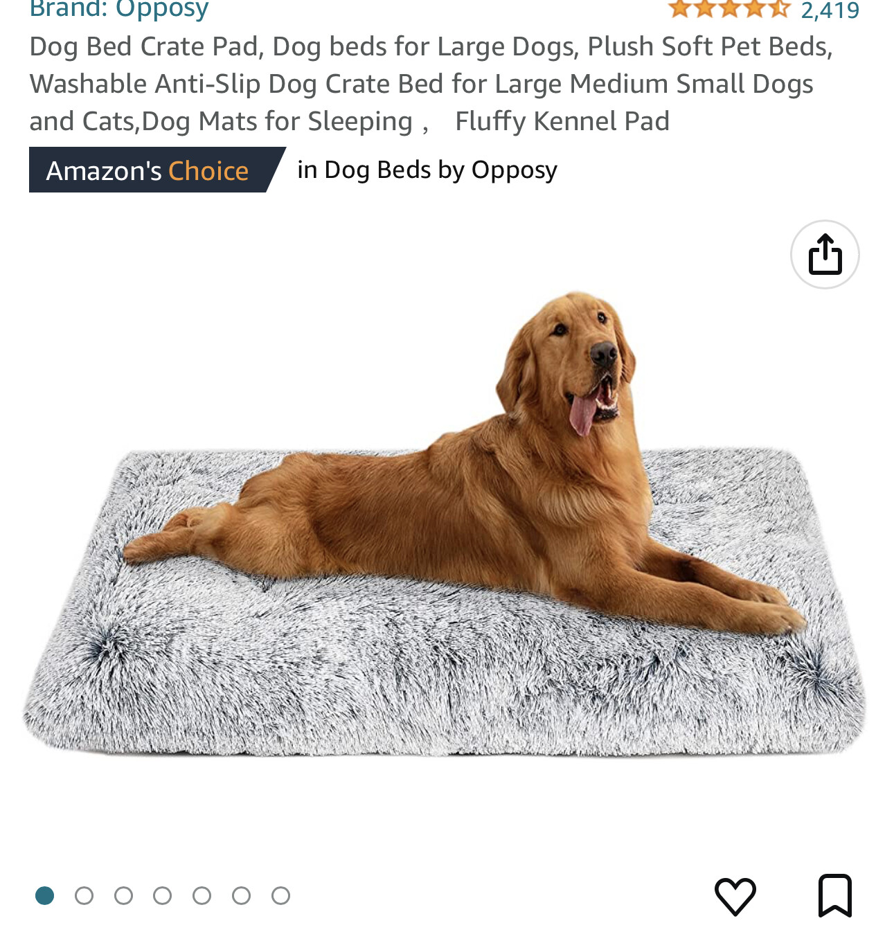 Lg. Dog Kennel Pad 36" x 23.5" Gray Plush Bed