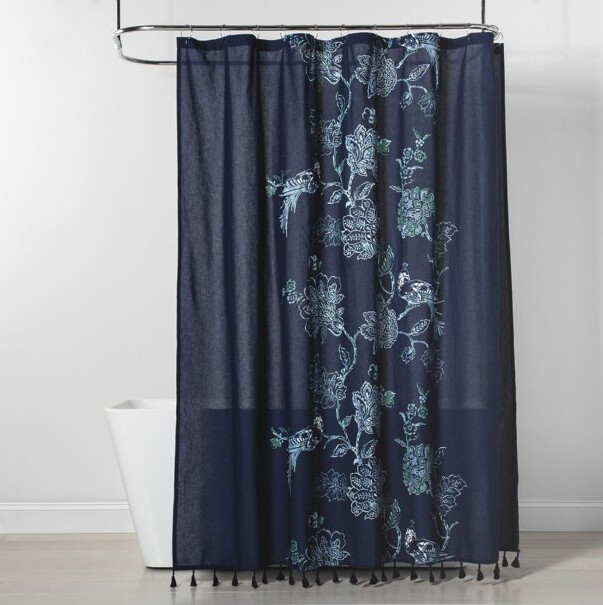 Placement Floral Shower Curtain Navy Blue Threshold