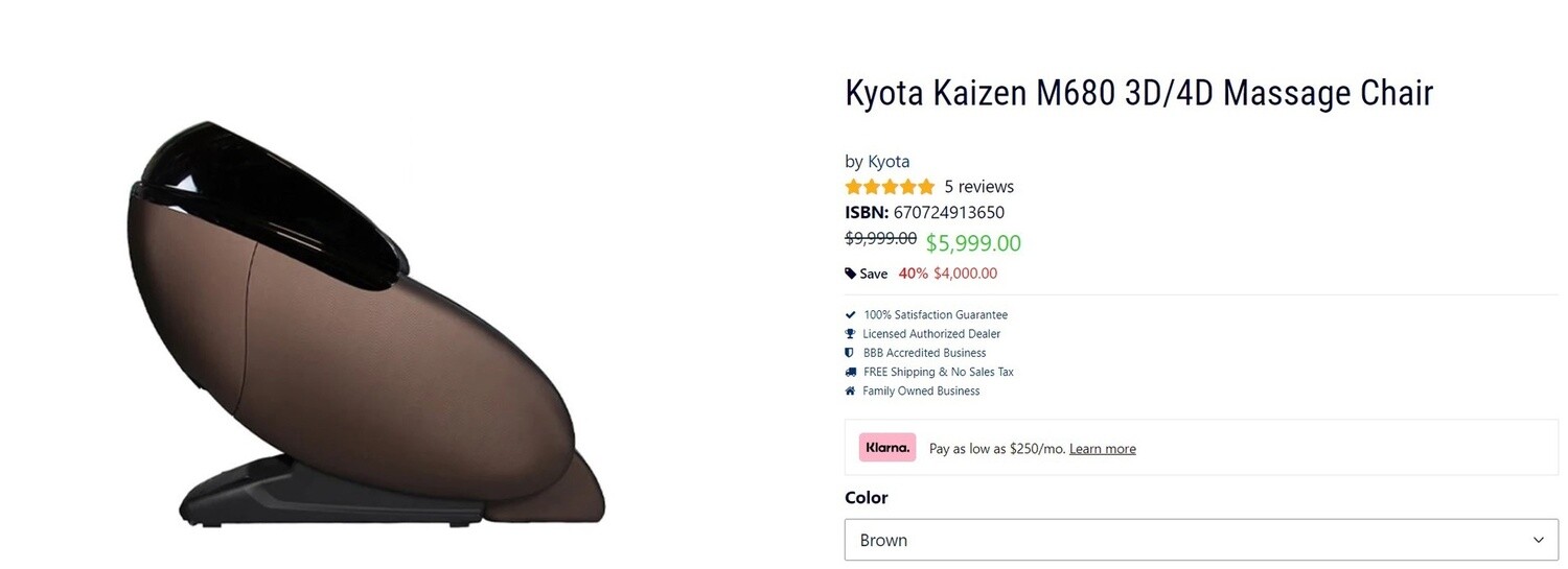 Kyota Kaizen Massage Chair