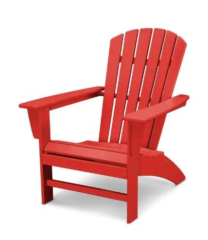 Polywood Grant Park Traditional Curveback Sunset Red Plastic Adirondack Chair