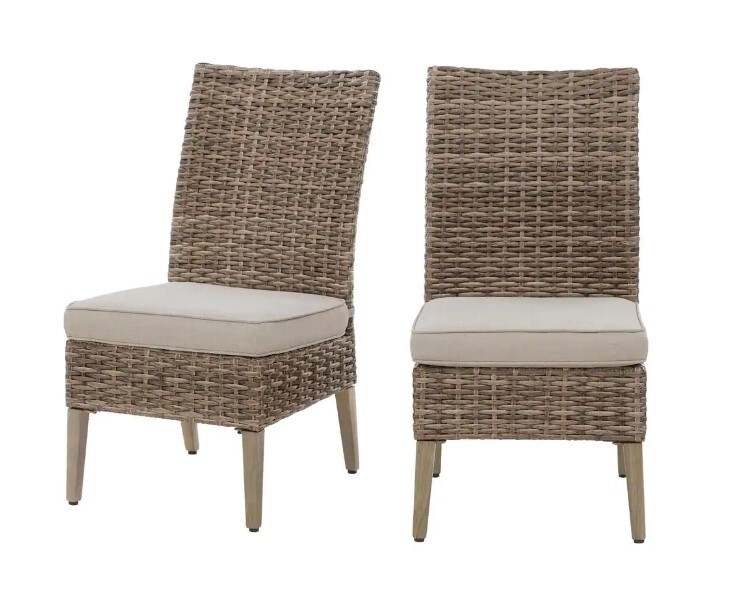 Rock Cliff Wicker Dining Chair w/Riverbed Cushions Set of 2