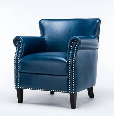 Holly Navy Blue Faux Leather Club Chair