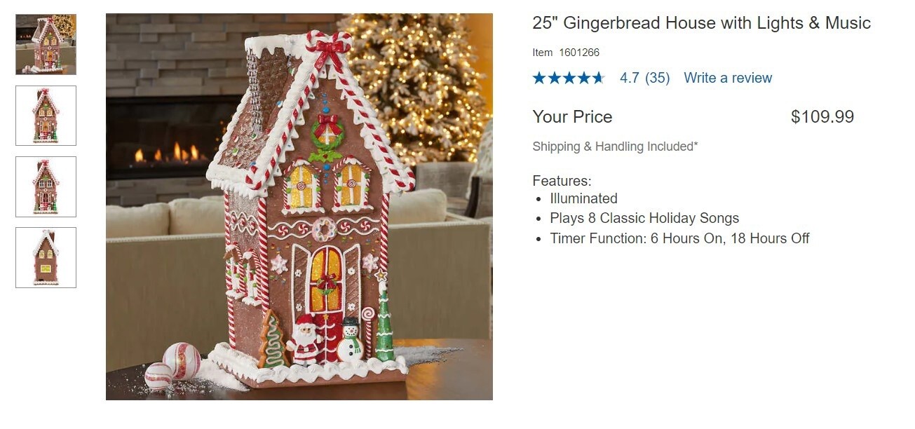 25" Gingerbread House w/Lights & Music