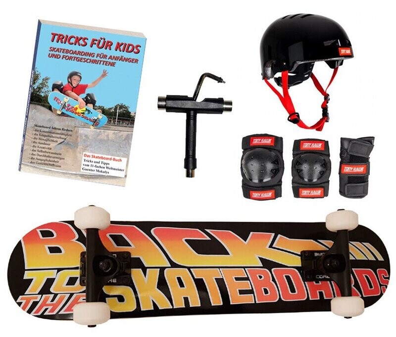 Komplettboards Back to Skate-Logo + Schutzset + Tool + Buch