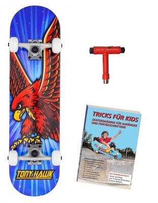 Tony Hawk, King Hawk Mini 7.35"+Tricks für Kids Buch