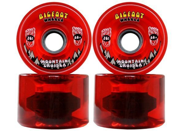 Bigfoot Mountain Cruiser Longboard Wheels Clear Red 76mm 80A