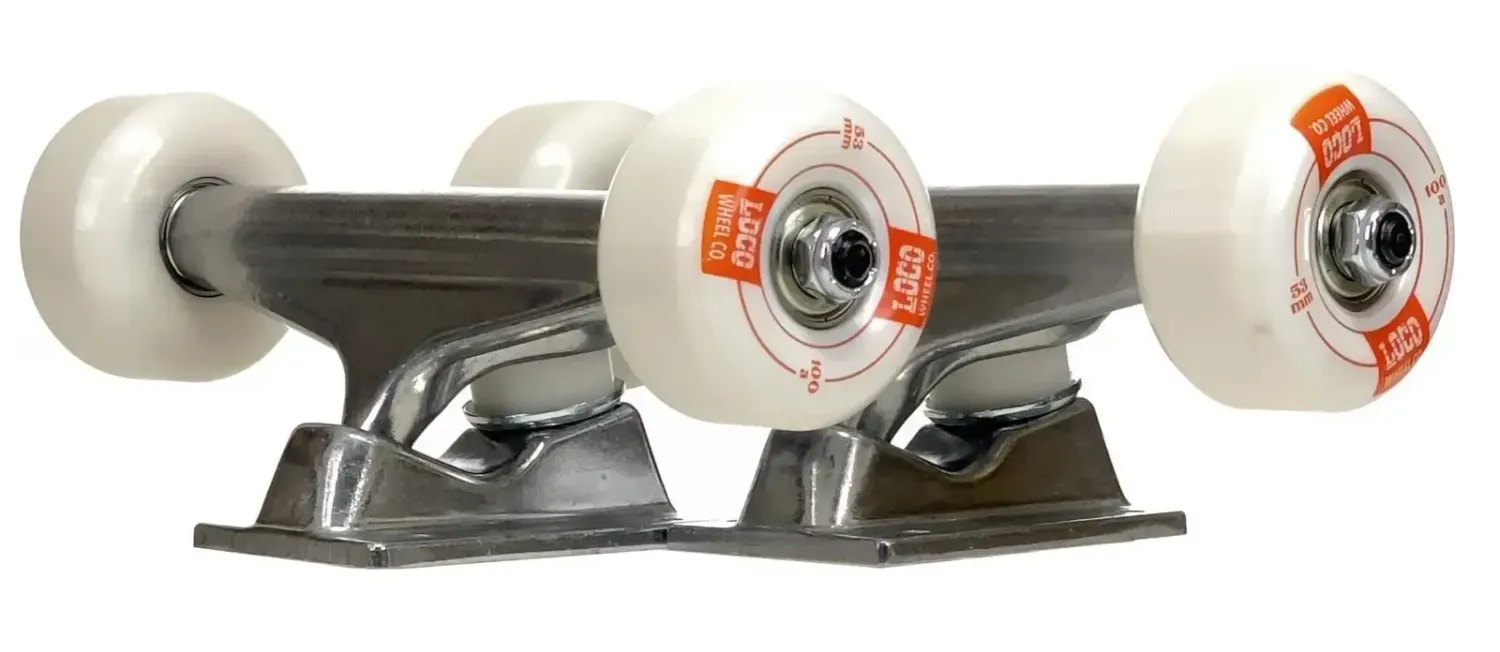 LOCO Skateboard Trucks 5.5" and 54mm Wheels. Set-of-2