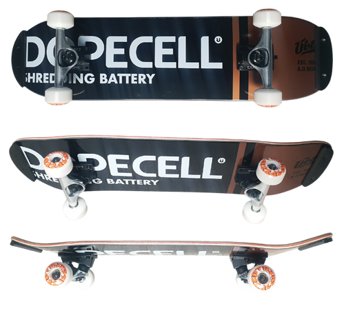 Freestyle Skateboard Über Dopecell Black 7.5"x28.7" Komplett