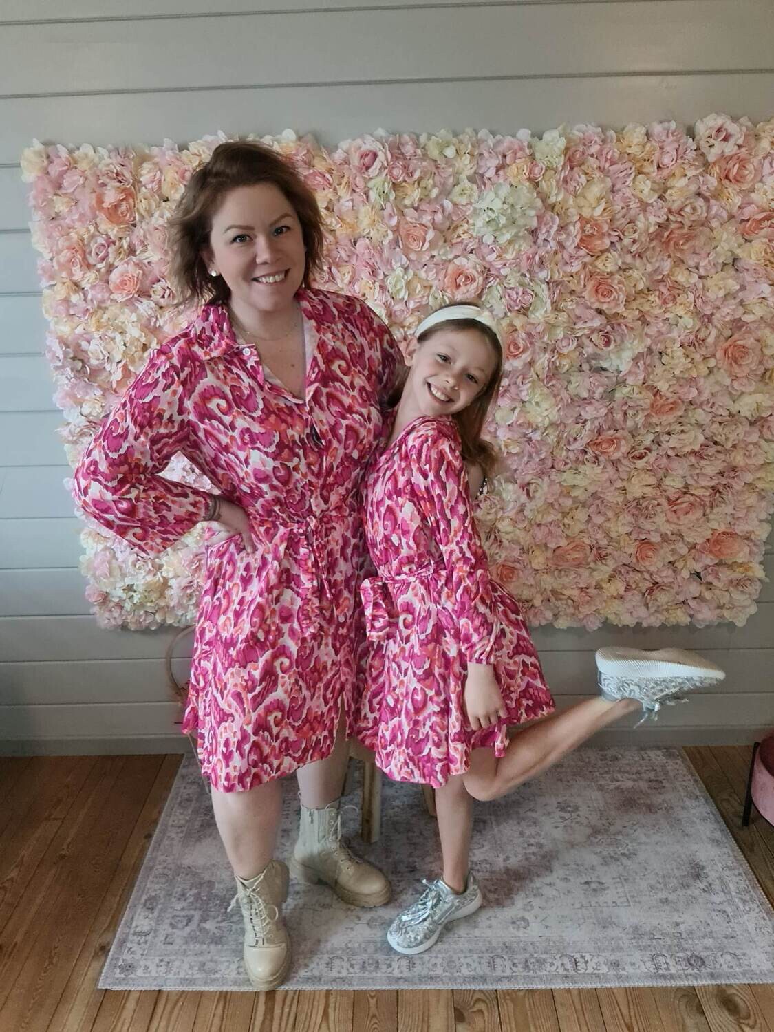 Twinning kleedje volwassenen bloemen en retro print