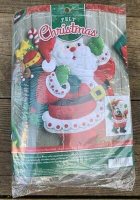 New Bucilla Felt Kit, Here Comes Santa Wall Hanging, New Christmas Craft Kit, Holiday Wall Decor Kit