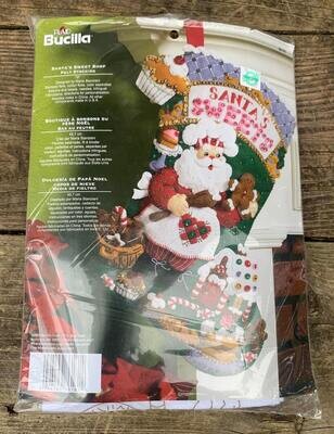 New Bucilla Santa's Sweet Shop Felt Christmas Stocking Kit Sequins Beads DIY Stocking Kit Family Craft Ideas Christmas Craft Ideas