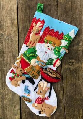 Handmade Christmas Stockings Bucilla GRILLING SANTA Santa Custom Stocking Finished Bucilla Kit Personalised Pet Holiday Stockings