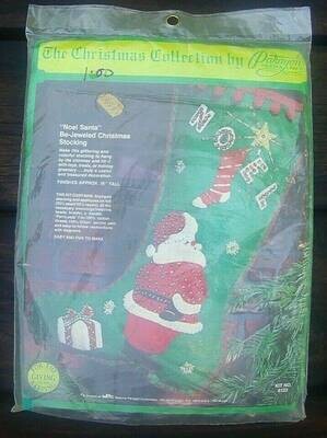 Paragon New in Package VERY Rare Vintage 1975  NOEL SANTA Chistmas Stocking Kit Sequins Beads Felt Applique (Like Bucilla)