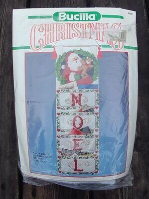 Vintage 1980's BUCILLA Santa Claus Christmas Card Holder Felt Wall Hanging Christmas Felt Craft Kit 82016 Sequins Beads
