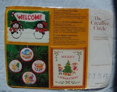 Vintage New The Creative Circle Merry Christmas  Cross Stitch Kit #2156 - Circa 1979 - Adorbs - Designed by Hallie Walker