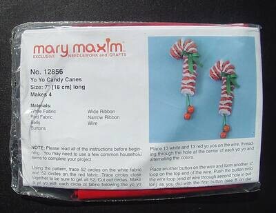 Vintage New Mary Maxim Candy Cane Ornament Kit Circa 1980's  - Make 4 Super Cute Ornaments - Christmas Holiday Tree Hanging Kits