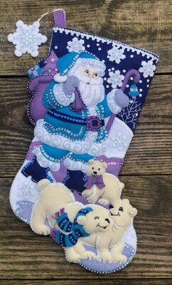 Custom Christmas Stocking Handmade ARCTIC SANTA Embroidered Stocking