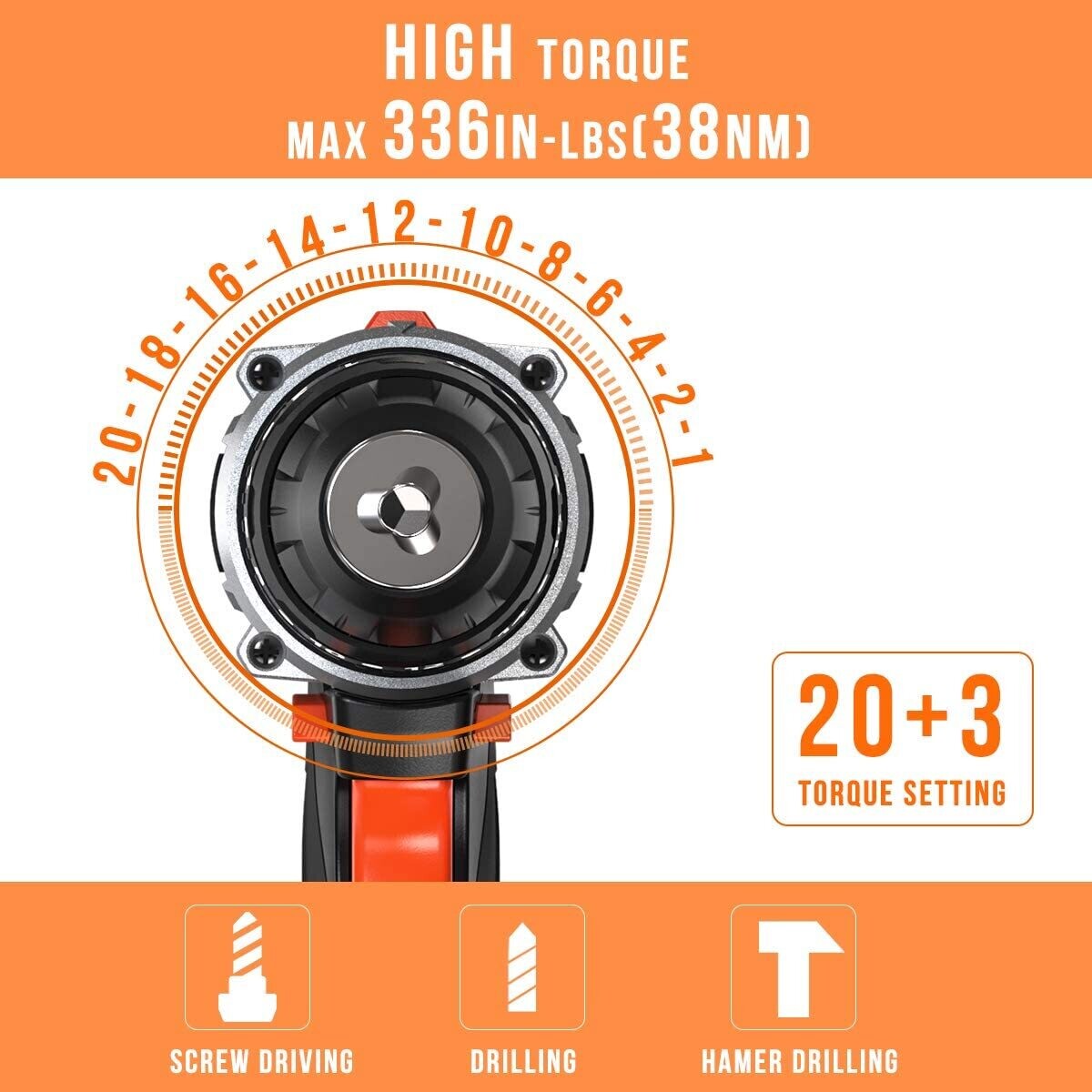 TALADRO INALÁMBRICO Y ATORNILLADOR PROFESIONAL 20V
