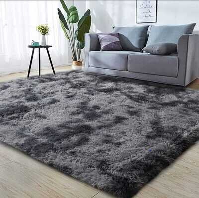 Alfombra Peluda Shaggy Gris Oscura 1.5 X 1.0 Mts Calidad Premium