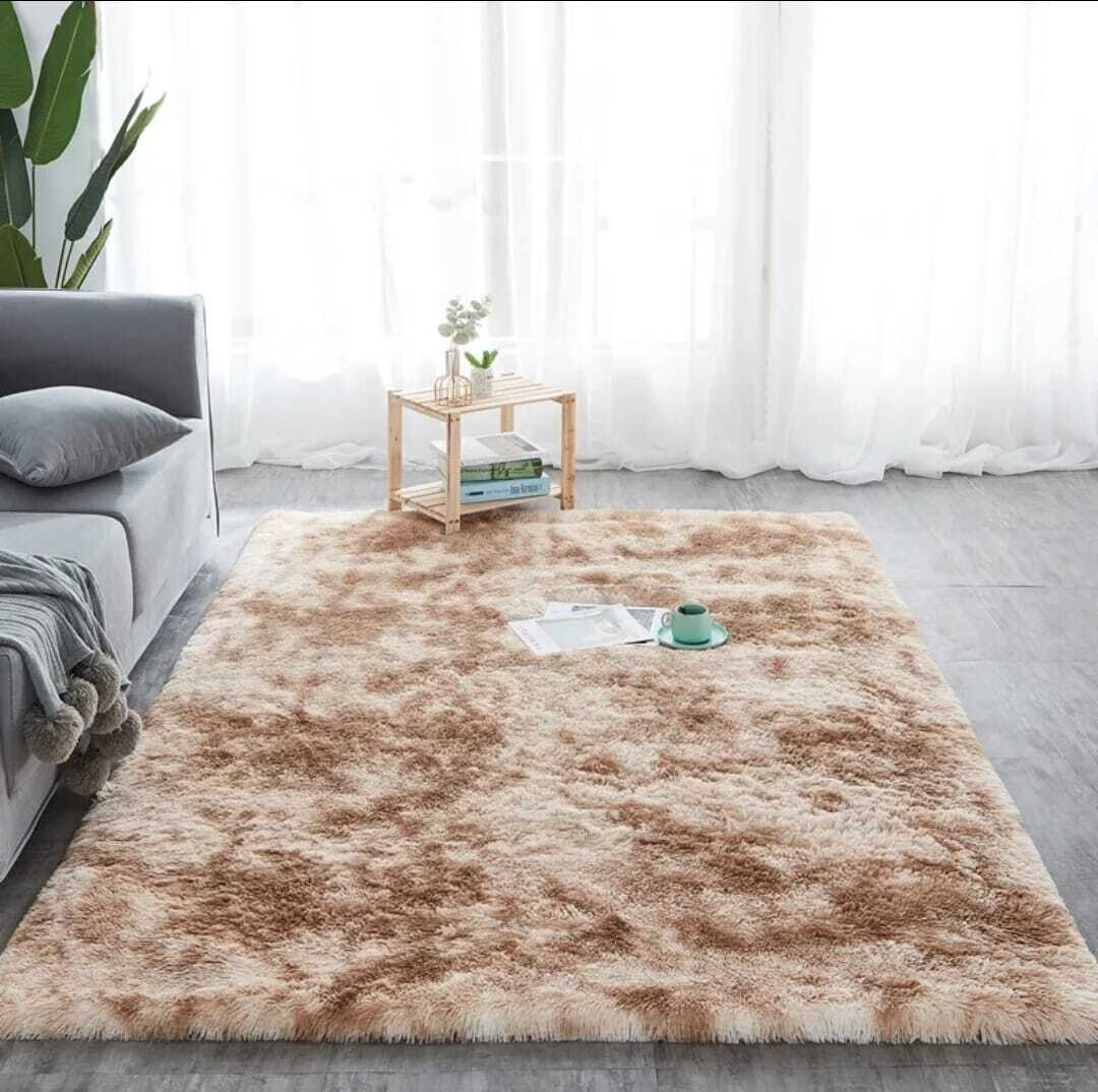Alfombra Peluda Shaggy Beige 1.5 X 1.0 Mts Calidad Premium