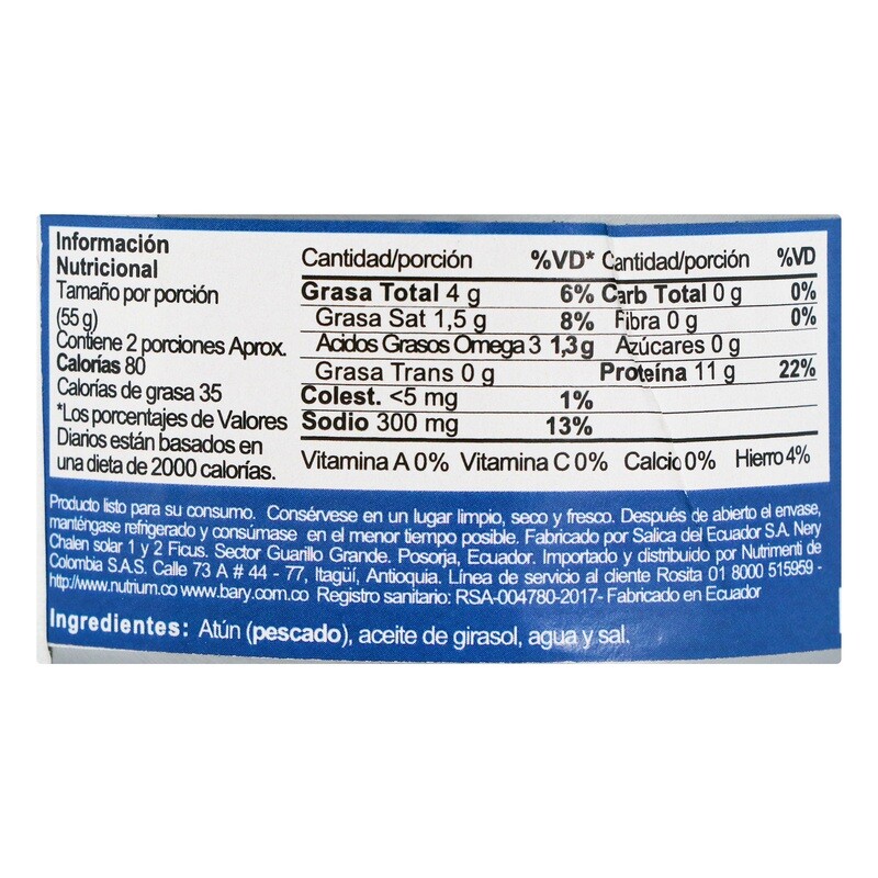 atun aceite girasol - bary 104g
