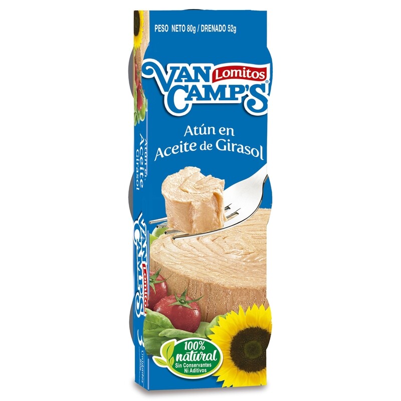 AtÃºn lomitos en aceite x 4unidad - Van Camps - Lata 80 g