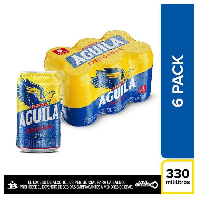 Cerveza Aguila Original - six pack Latas 355 ml