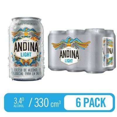 Cerveza light - Andina - DISPLAY x6 Latas 330 ml