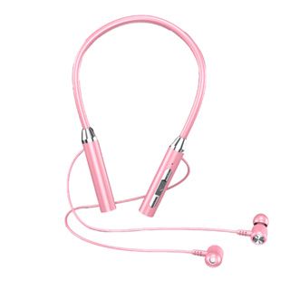 K21 wireless neck earphones. Pink color