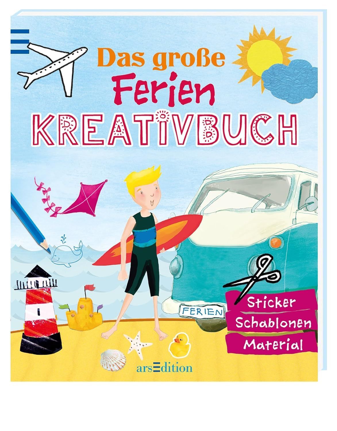 Das große Ferien-Kreativbuch: Sticker, Schablonen, Material