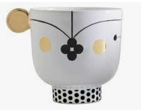 Tee Tasse schwarz weiss gold