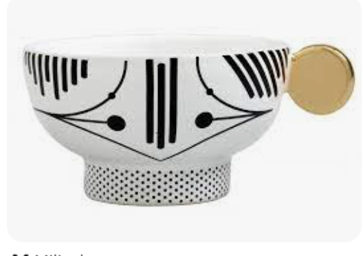 Kaffee Tasse schwarz weiss mit Grafikmotiven