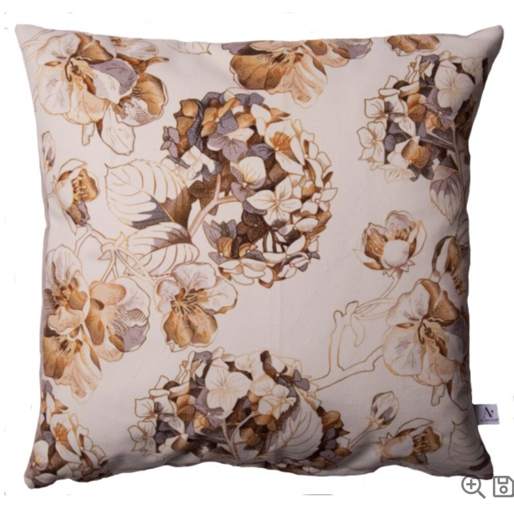 Kissen Hortensienmuster gelb weiss