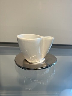 Espresso Tasse weiss silber Unterteller