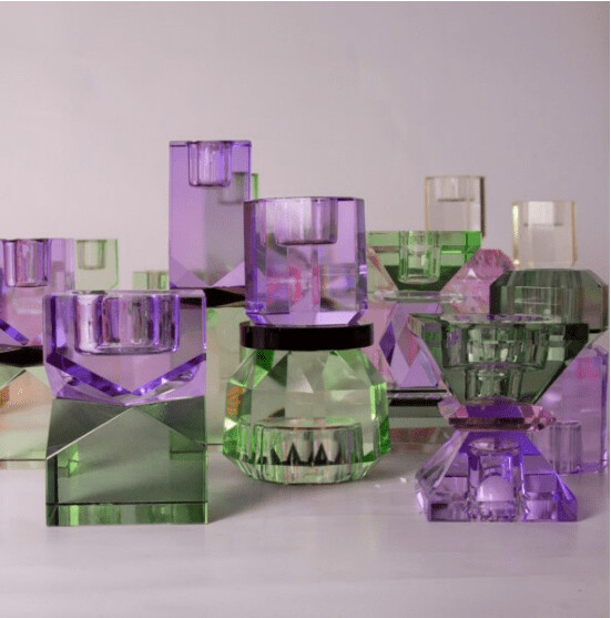 Kerzenständer Kristall violet braun mint