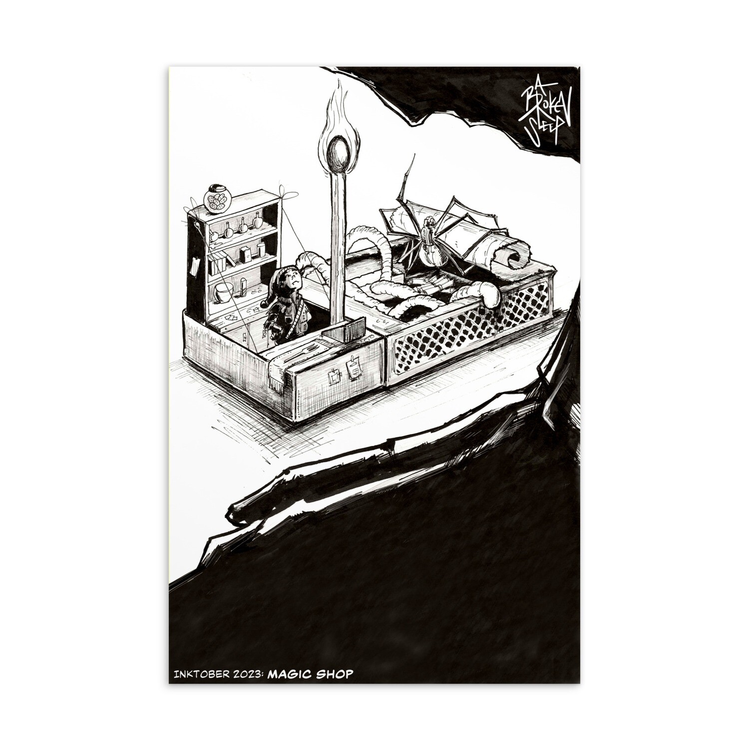 Inktober 2023: Magic shop Postcard