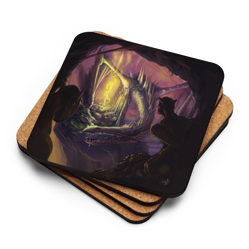 The dragon sword Cork-back coaster