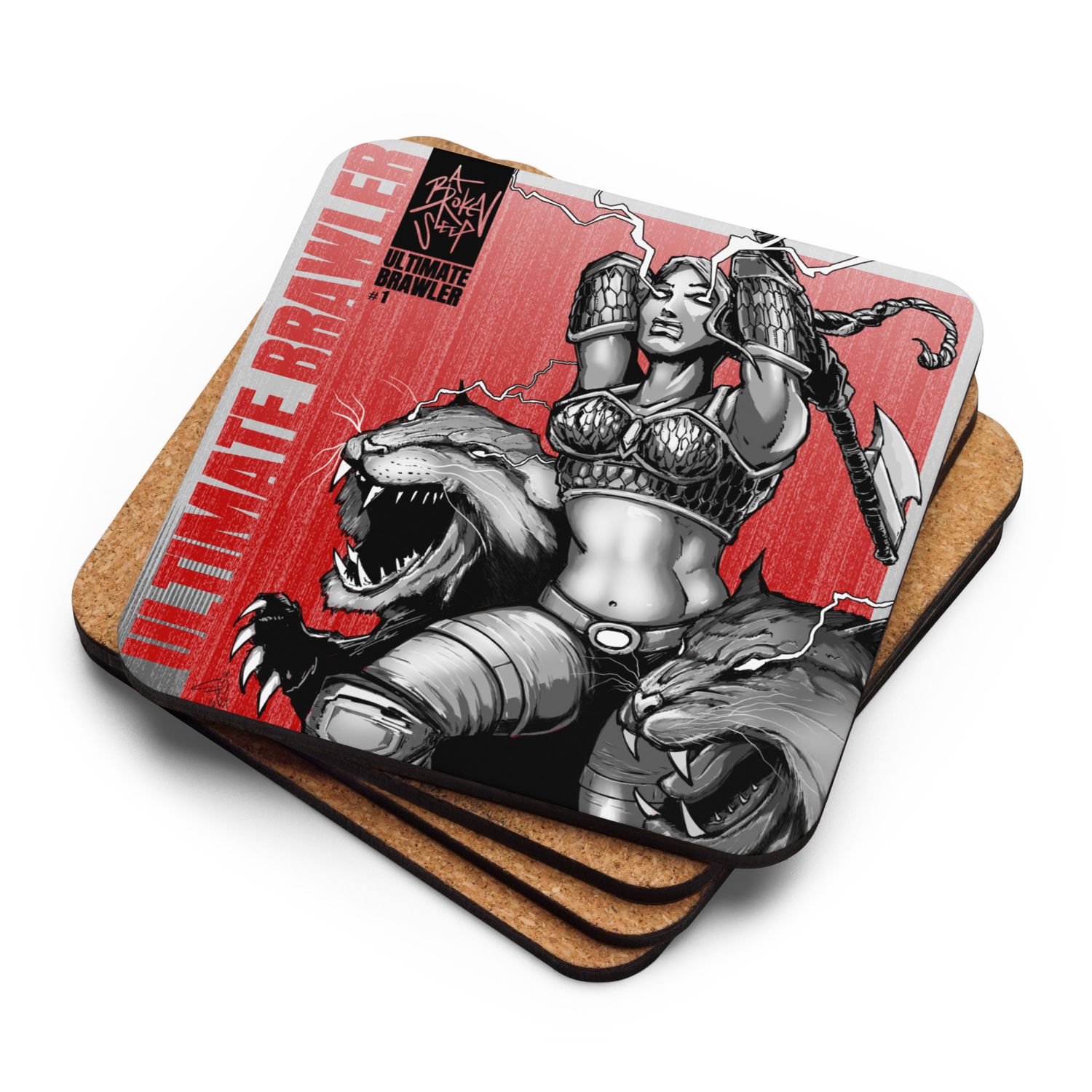 Ultimate Brawler #1 Cork-back Coaster Ultimate Brawler #1 Cork-back Coaster