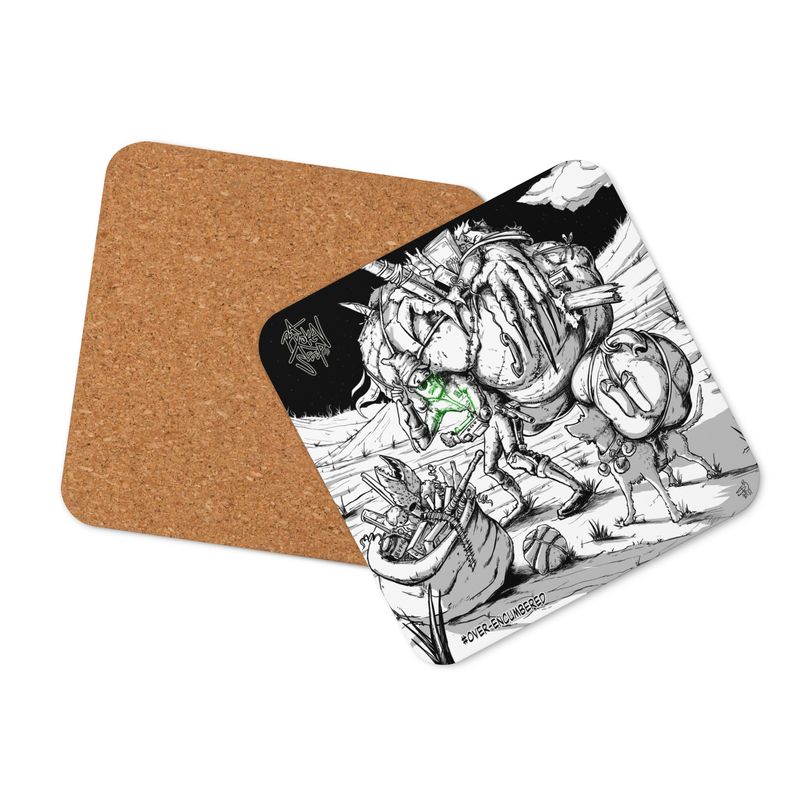 Over-Encumbered Cork-back coaster