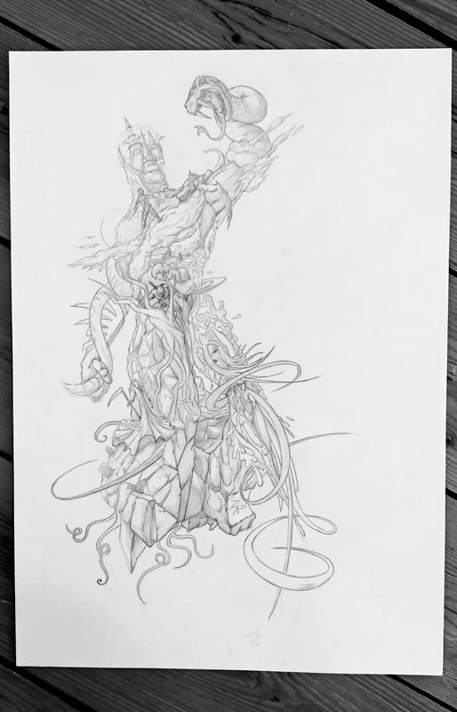 DREAM WORLD STATUE A3 Pencil line art DREAM WORLD STATUE A3 Pencil line art